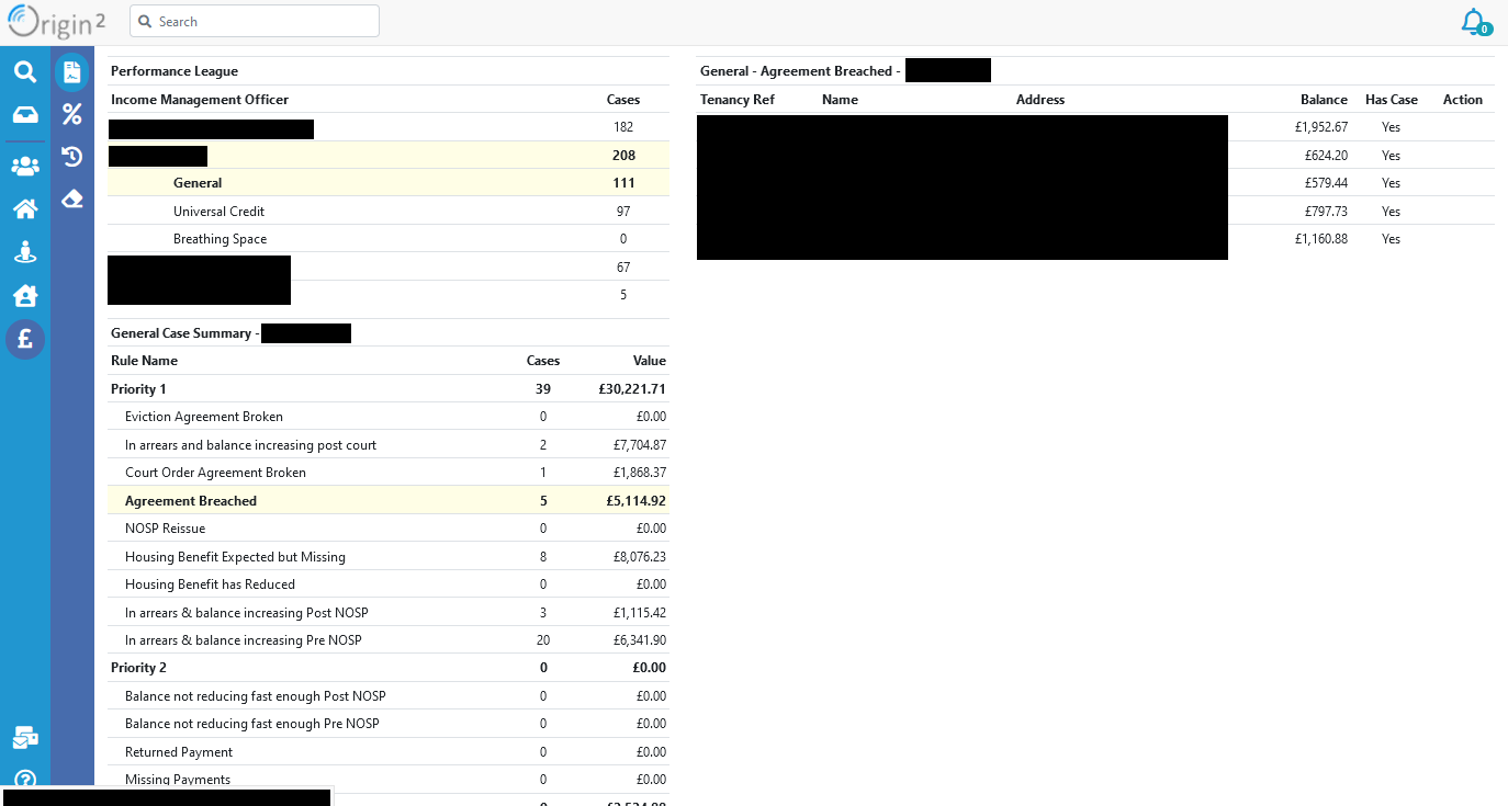 Arrears suggestion dashboard